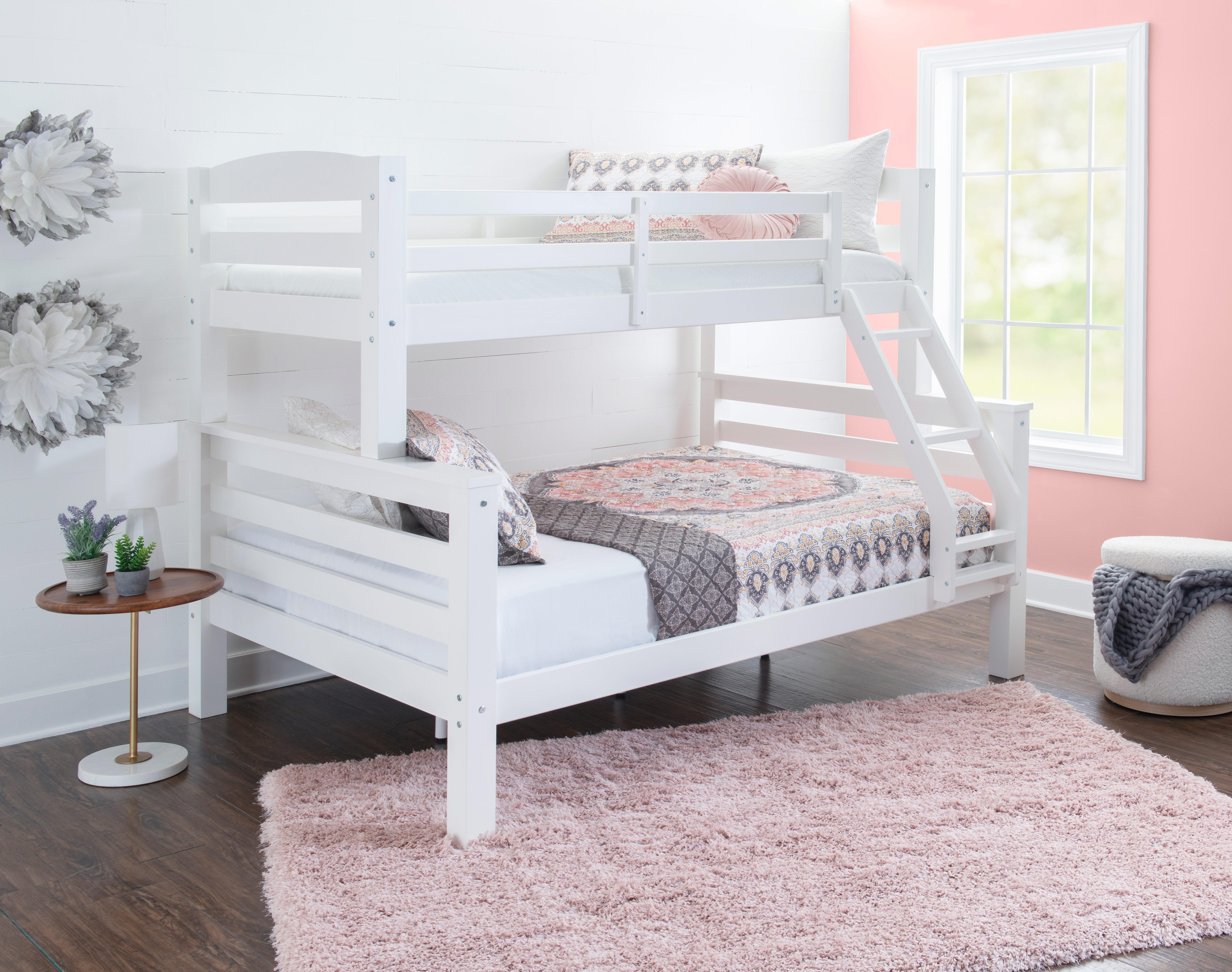 Rent to Own Linon Home Decor Levi White Twin over Full Bunk Bed at